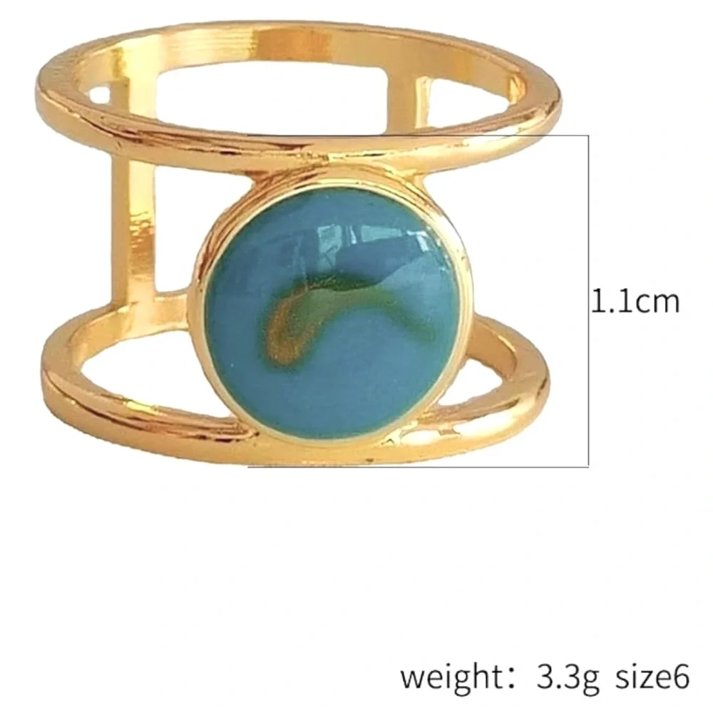 Large Turquoise Gold Filled Band, Bar‎ Ring, Size 8